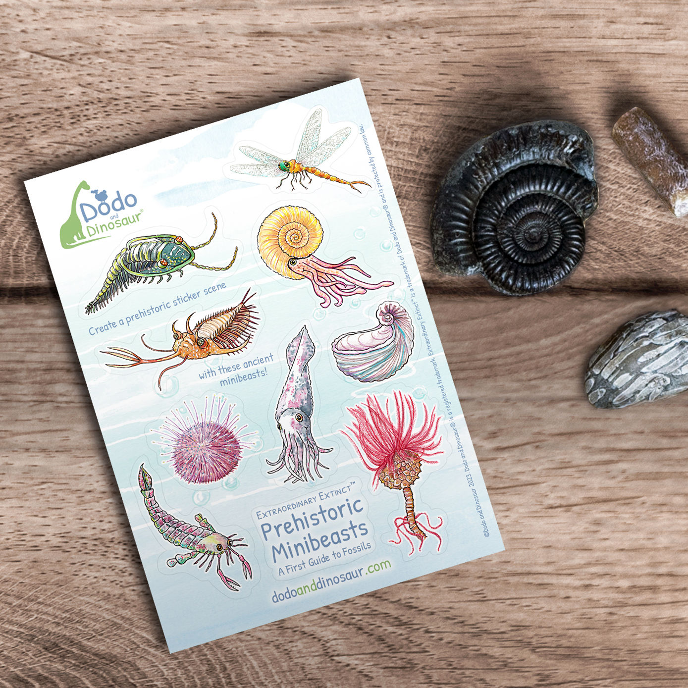 Prehistoric Minibeasts sticker sheet