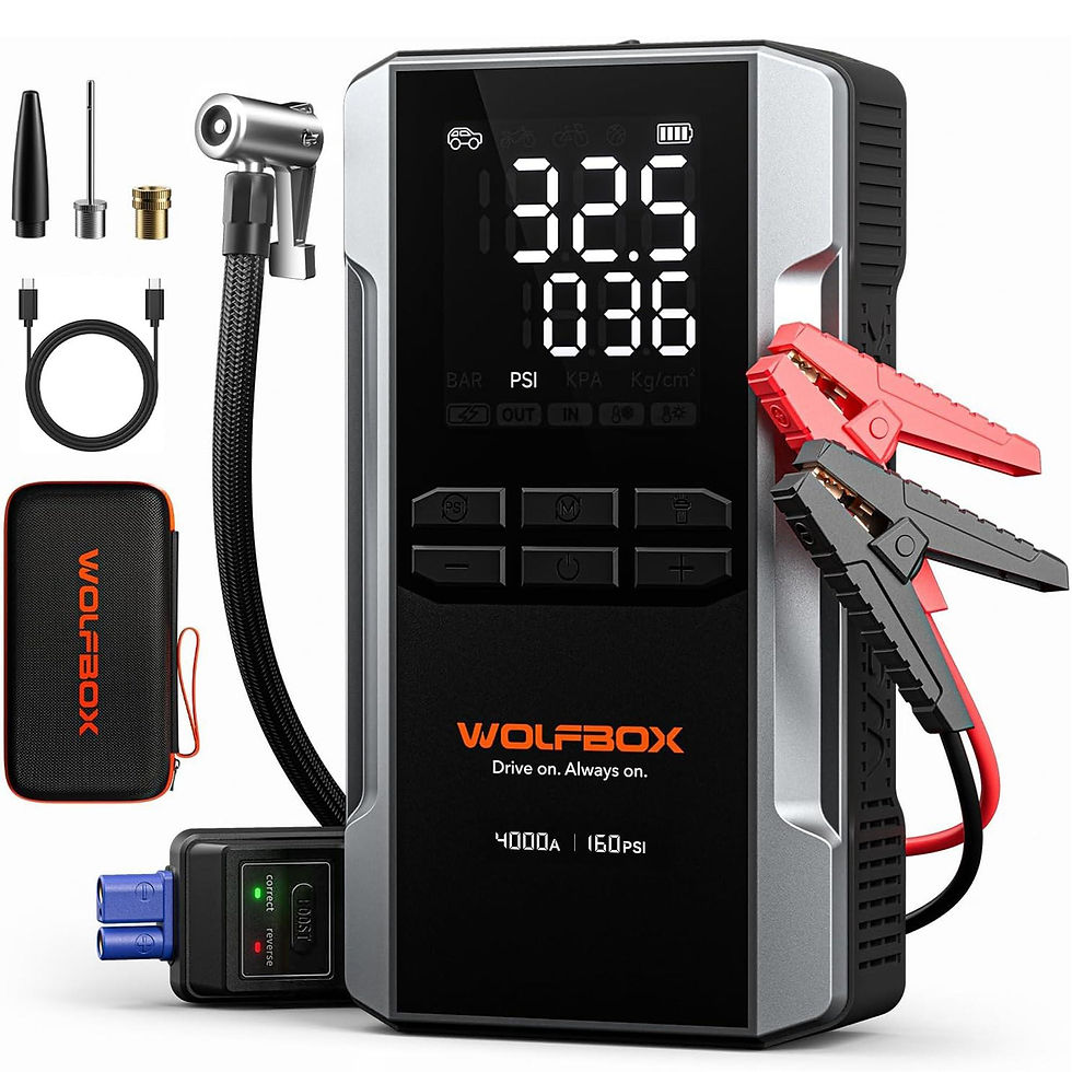 Thumbnail: 4000A Car Jumper Starter Portable with Air Compressor, 12V Battery Jump Starter 
