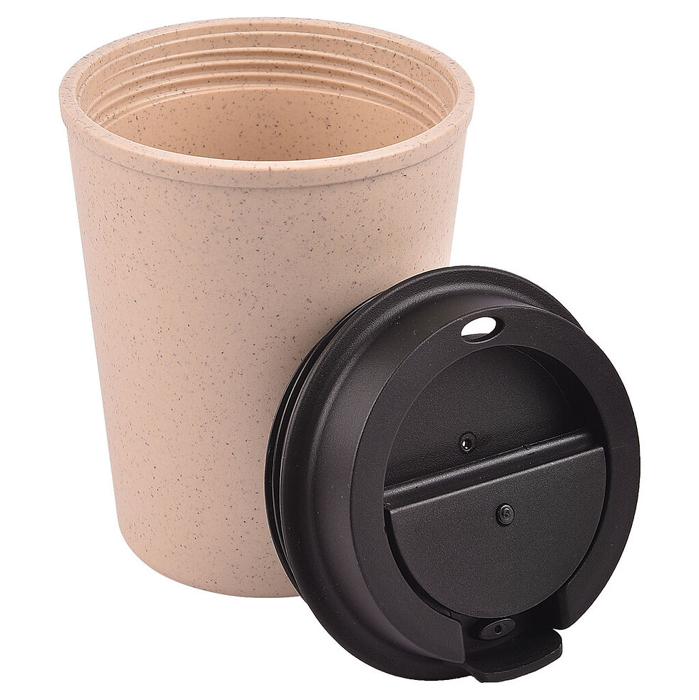 Thumbnail: Double Wall Bamboo Mugs (300ml)  - Cafe Bamboo-Natural/Brown Cap | D180
