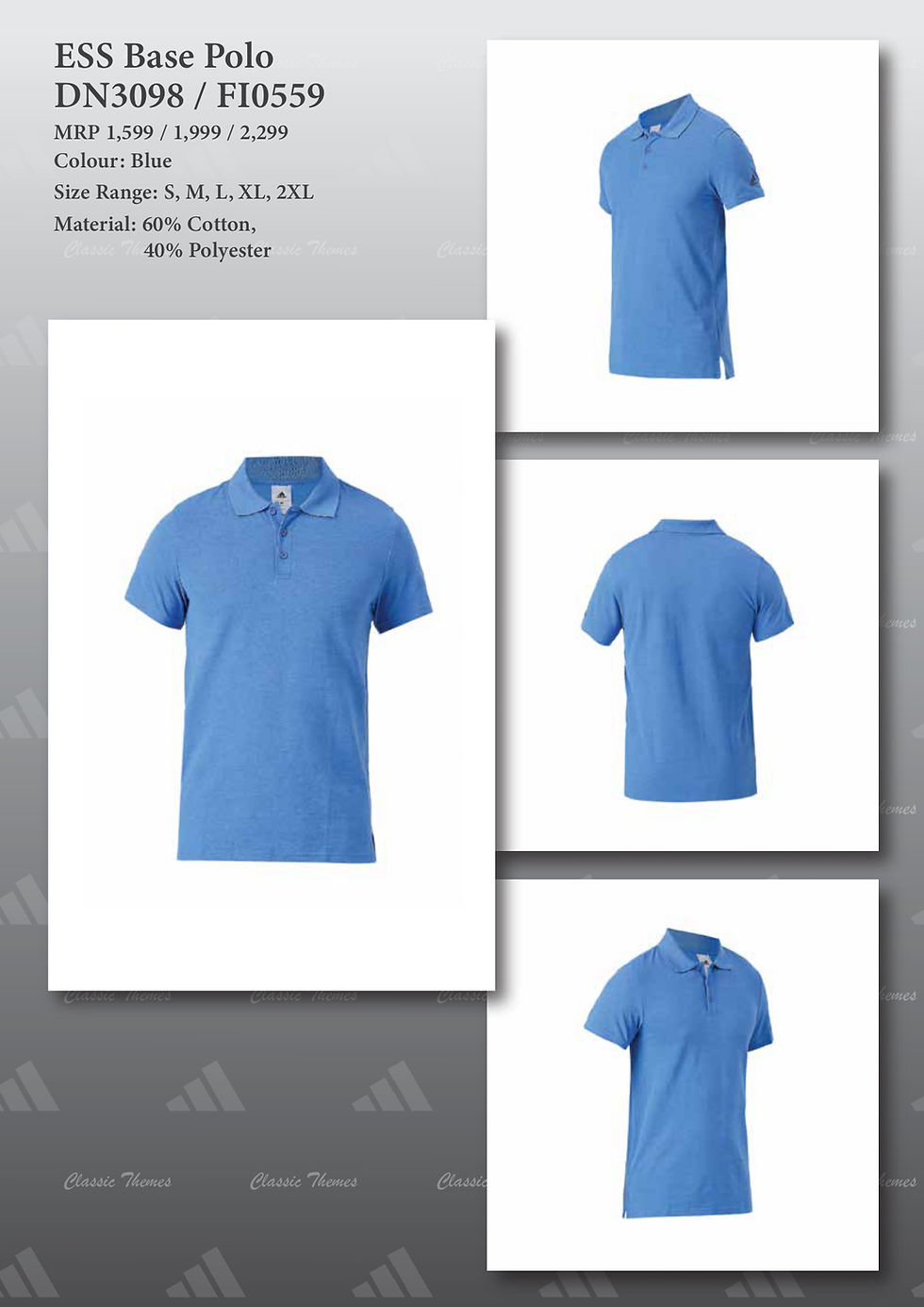 Thumbnail: ADIDAS|Polo / Collar T-Shirts|Poly Cotton|DN3098/FI0559|D1650|MRP Rs. 2299