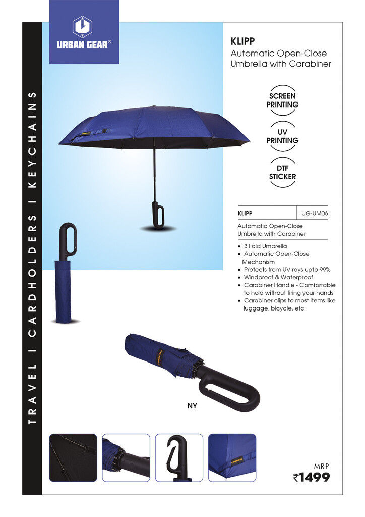 Thumbnail: Automatic Open-Close Umbrella with Carabiner - Klipp