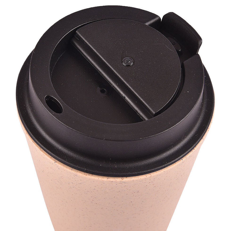 Thumbnail: Double Wall Bamboo Mugs (300ml)  - Cafe Bamboo-Natural/Brown Cap | D180