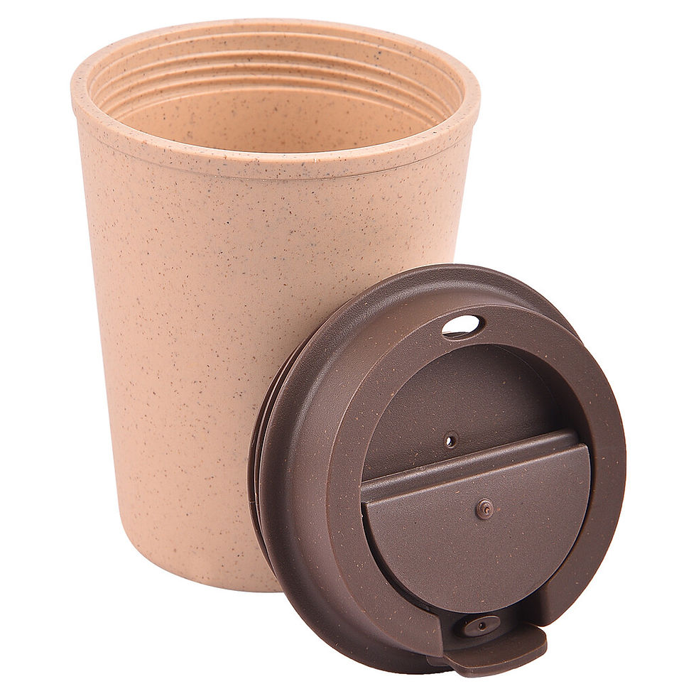 Thumbnail: Double Wall Bamboo Mugs (300ml)  - Cafe Bamboo-Natural/Brown Cap | D180