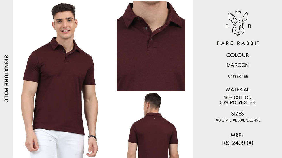 Thumbnail: RARE RABBIT | Polo / Collar T-Shirts| Poly Cotton |RR-SP-11 |D1360 |MRP Rs. 2499