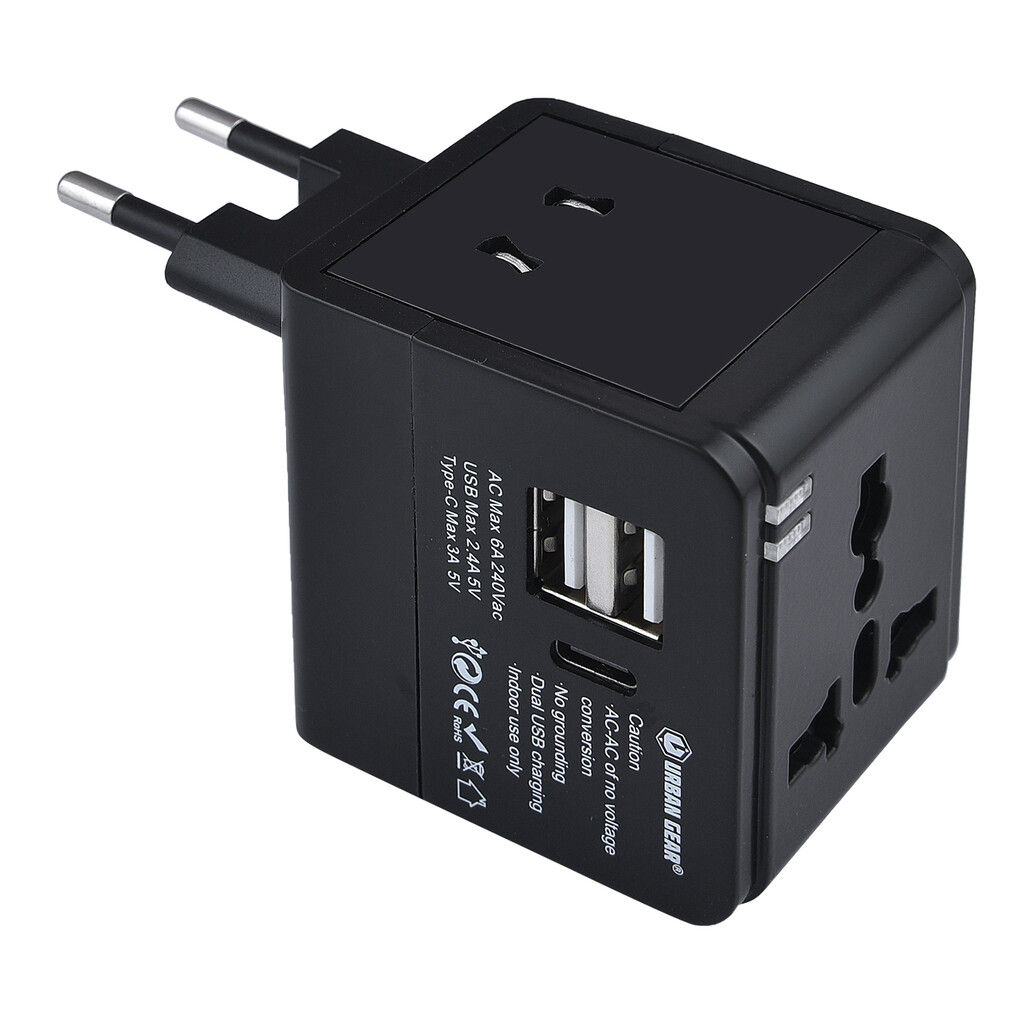 Universal Travel Adapter (USB + C) - Cube Pro