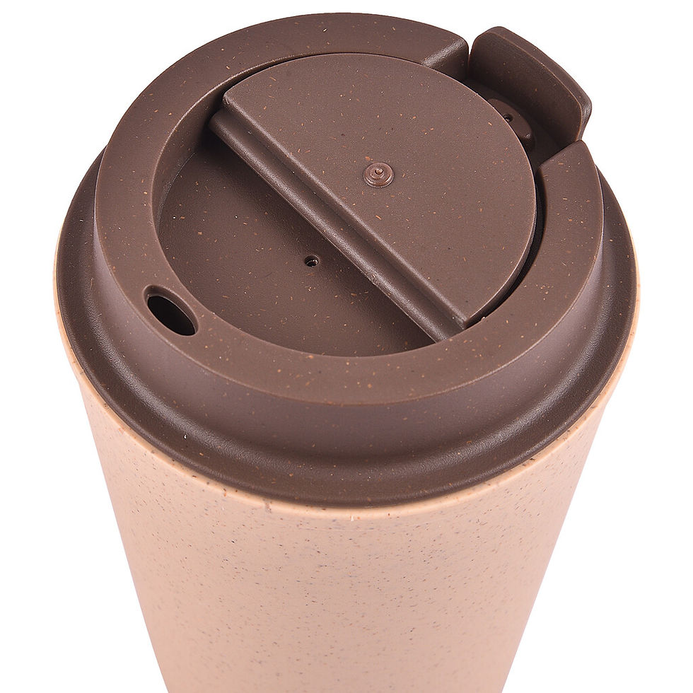 Thumbnail: Double Wall Bamboo Mugs (300ml)  - Cafe Bamboo-Natural/Brown Cap | D180