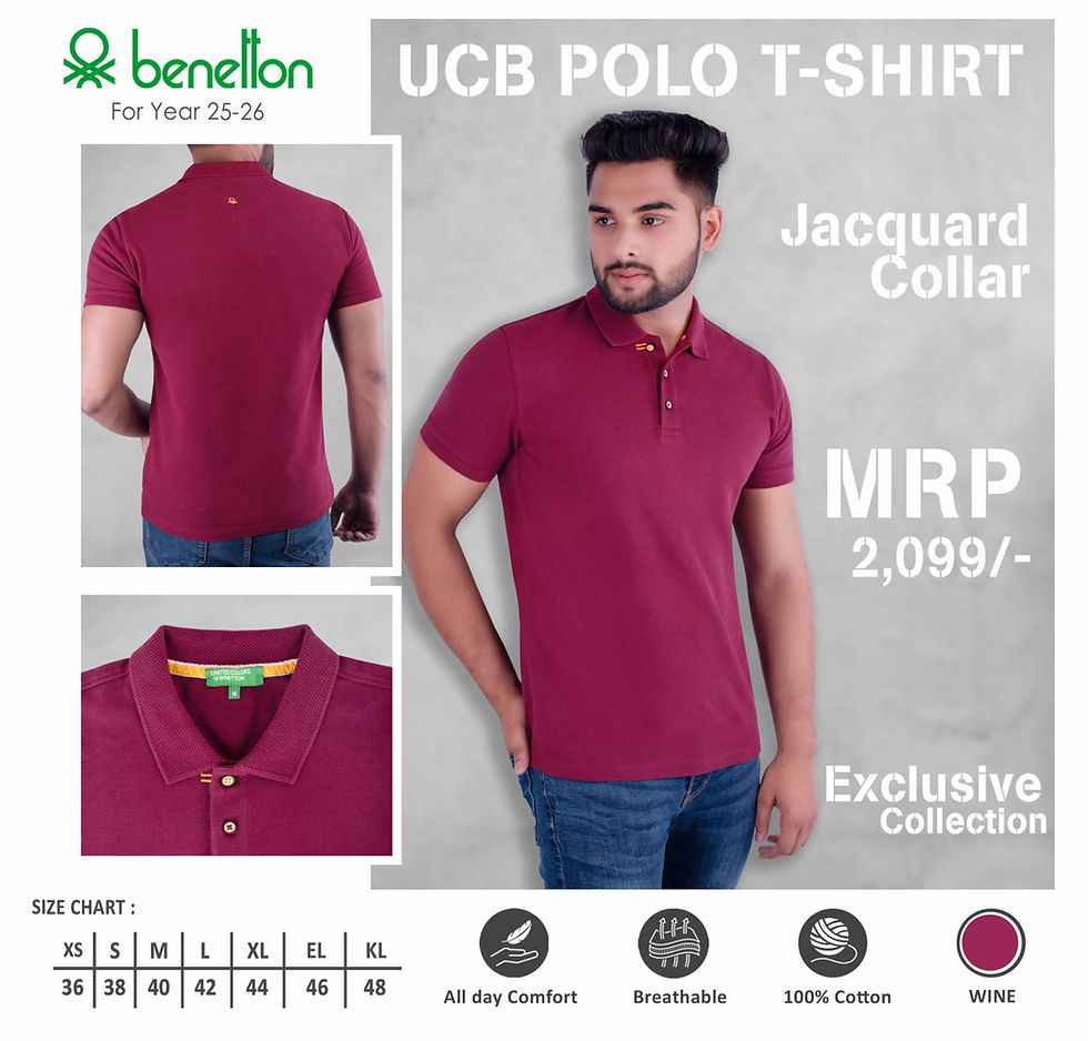 Thumbnail: UCB|Polo / Collar T-Shirts|100% Cotton|-|D1420|MRP Rs. 2099