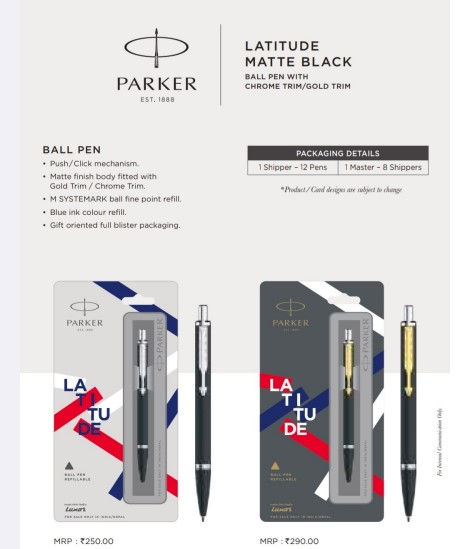 Thumbnail: Parker | Latitude Matte Black Ball Pen With Chrome Trim  | MRP Rs. 250