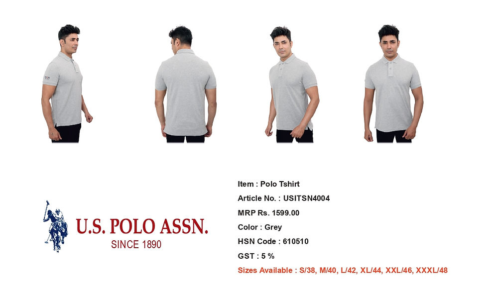 Thumbnail: US POLO|Polo / Collar T-Shirts|100% Cotton|USITSN4004|D1440|MRP Rs. 1599