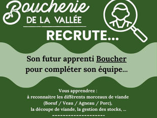 RECRUTE - APPRENTI BOUCHER - Boucherie de la vallée