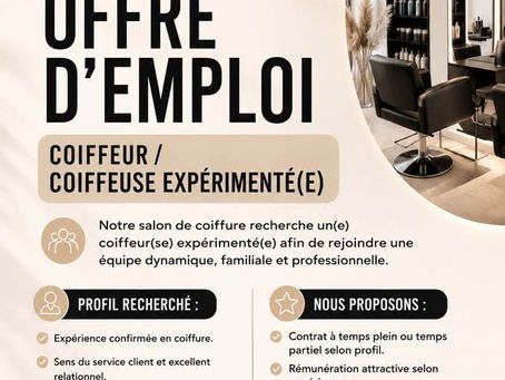 Recherche- Coiffeur/ Coiffeuse- Expérimenté(e)