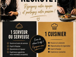 Recherche- Un serveur(se)- Un cuisinier