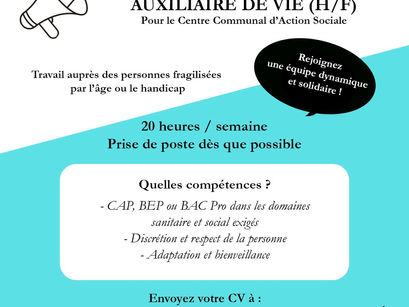 RECRUTEMENT - AUXILIAIRE DE VIE -H/F