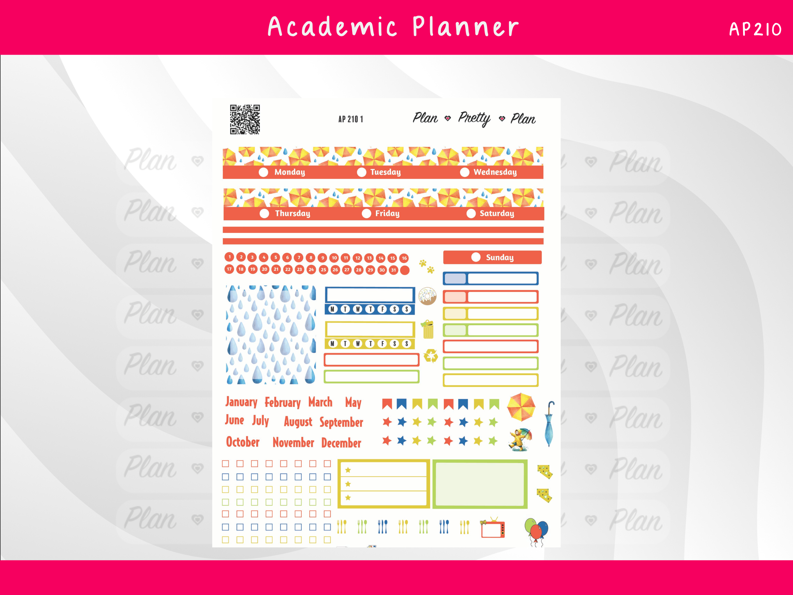 ACADEMIC PLANNER Rainbow Kisses