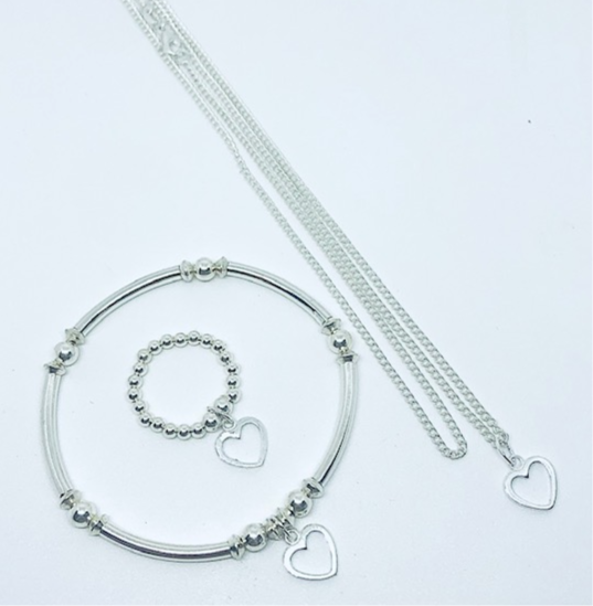 Sterling Silver Open Heart Set