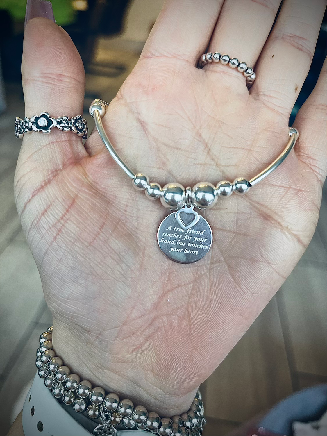 Sterling silver ‘true friend’ bracelet. 