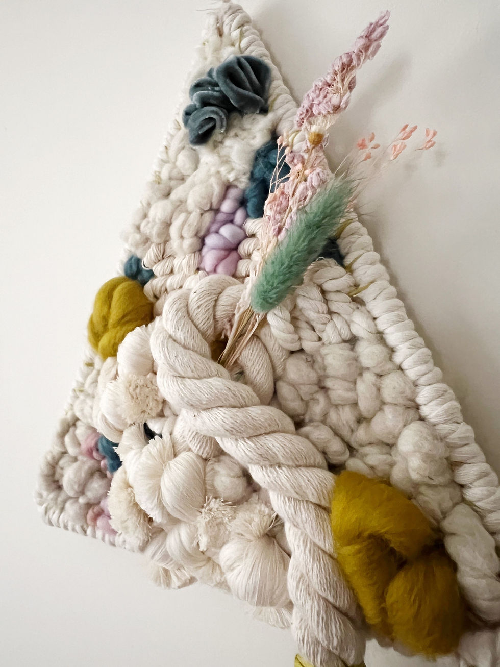 Thumbnail: Wild Bloom Triangular Woven Wall Hanging