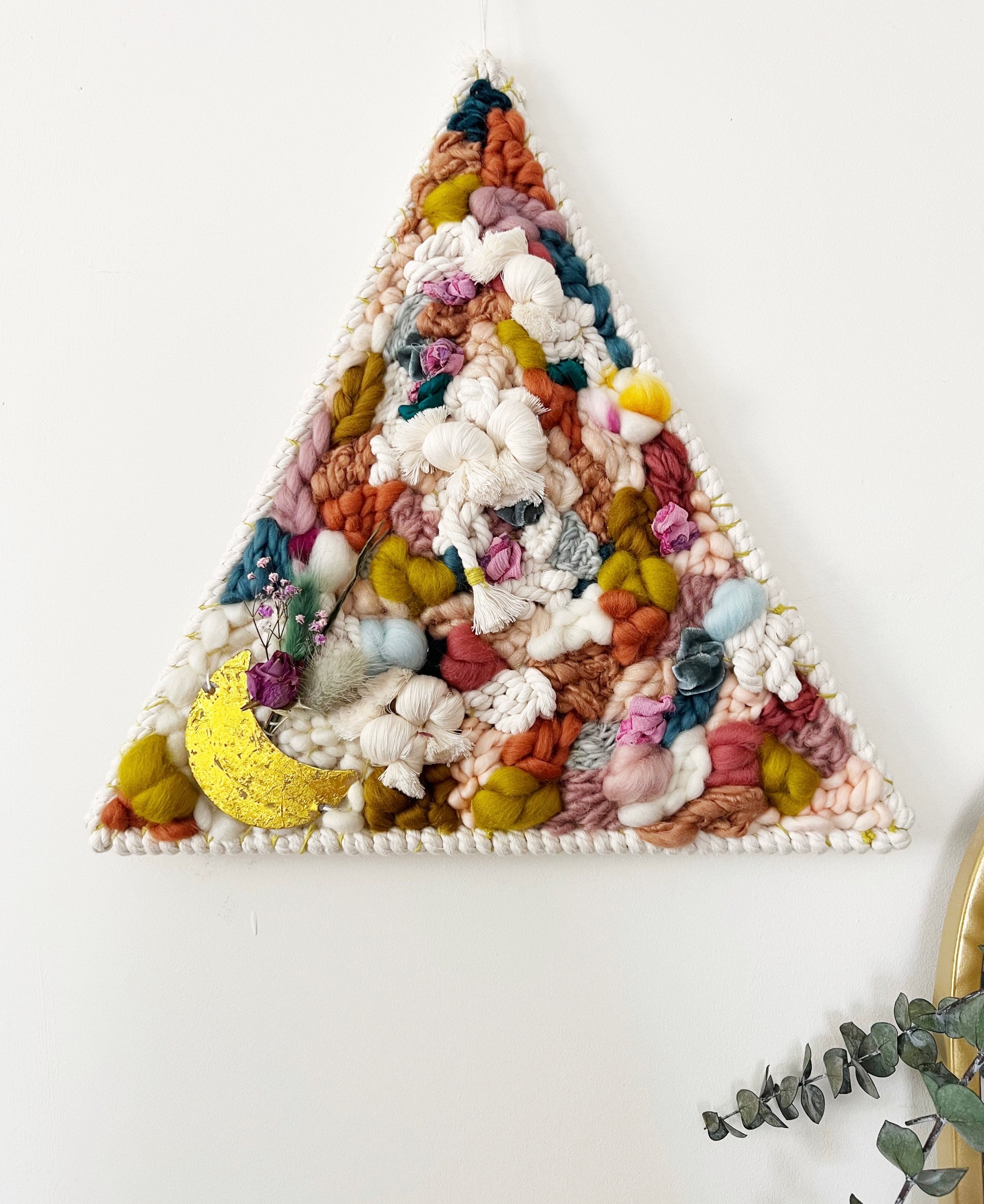 Crescent Moon Bloom Woven Triangle