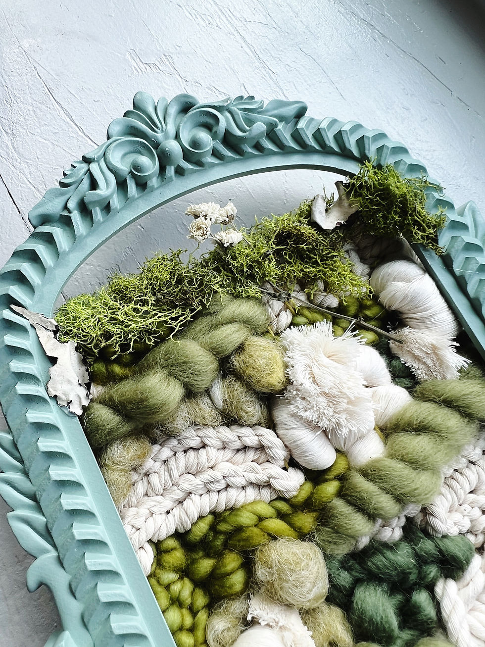 Thumbnail: Mossy Moment: Framed Shelf Weaving