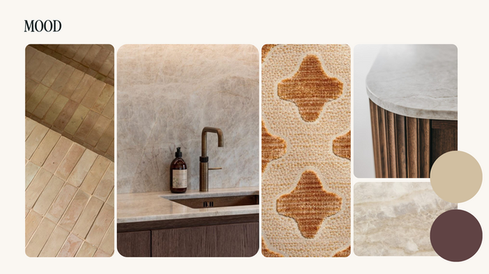 moodboard met warme kleuren en patronen