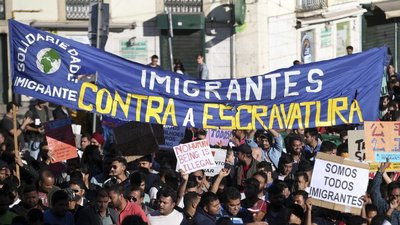 manifestação de imigrantes