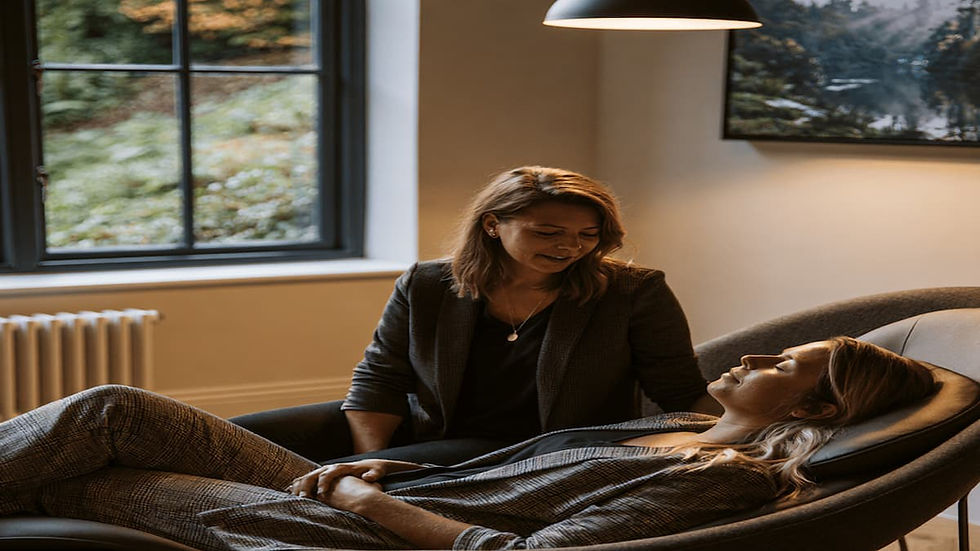 A female hypnotherapy sitting beside a female client who is under hypnosis to create lasting change in Vancouver BC