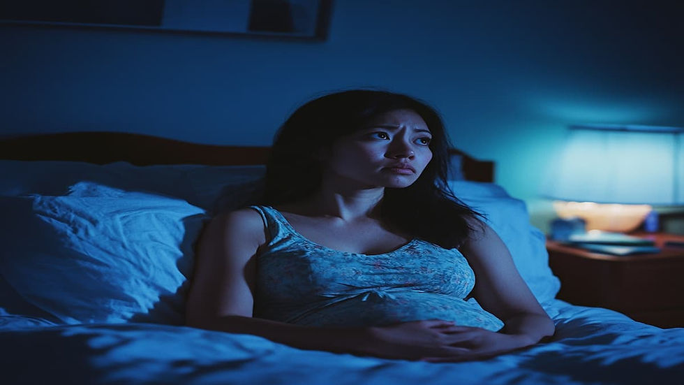 A Chinese woman professional can't sleep because of pregnancy insomnia in Singapore