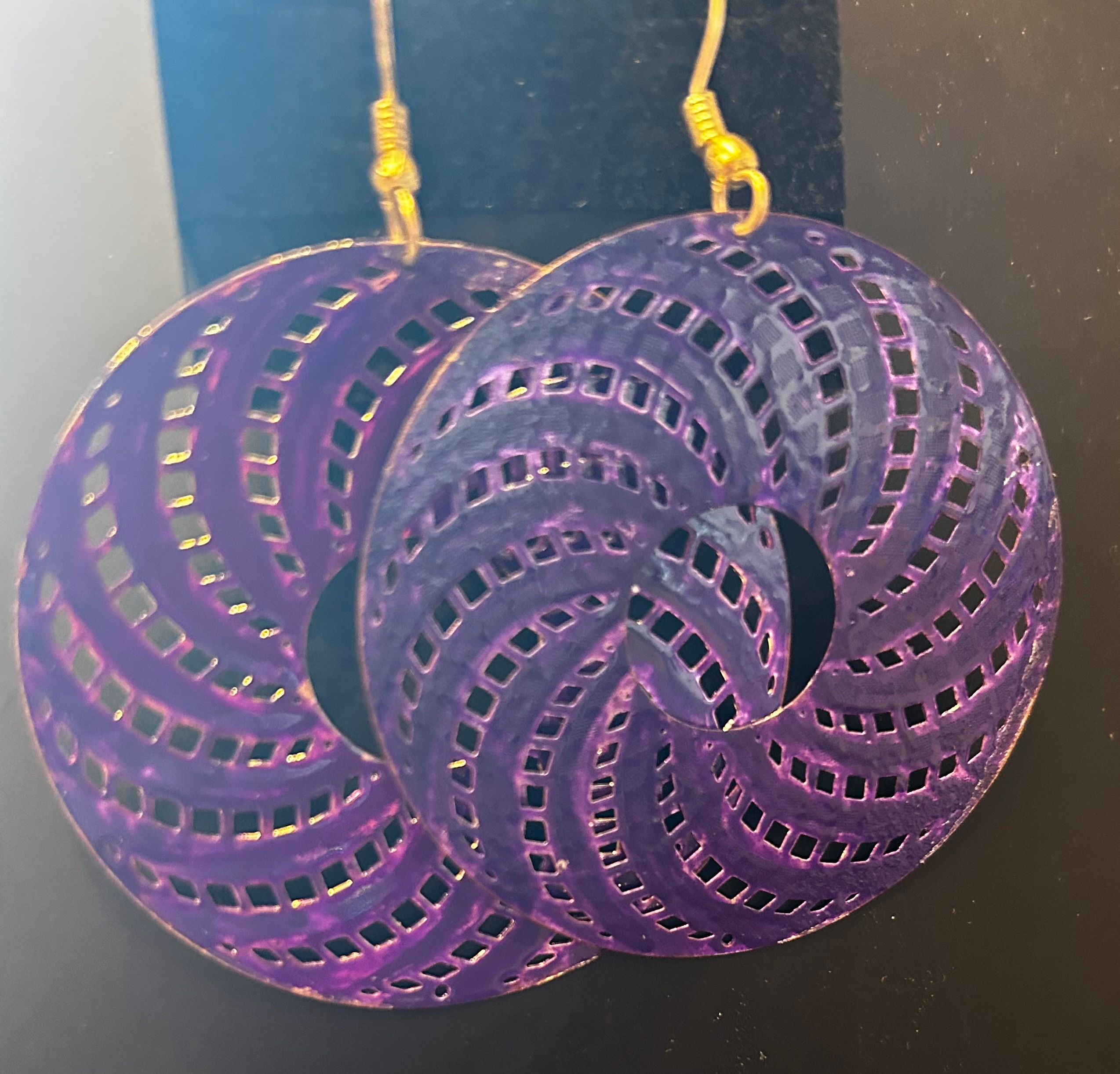 Purple Painted Metal Pierced Earrings