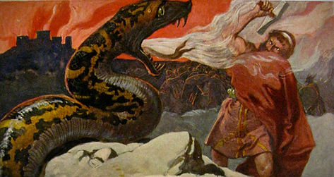 thor midgard serpent jormungand jormungandr snake ragnarok battle poison norse myth mythol
