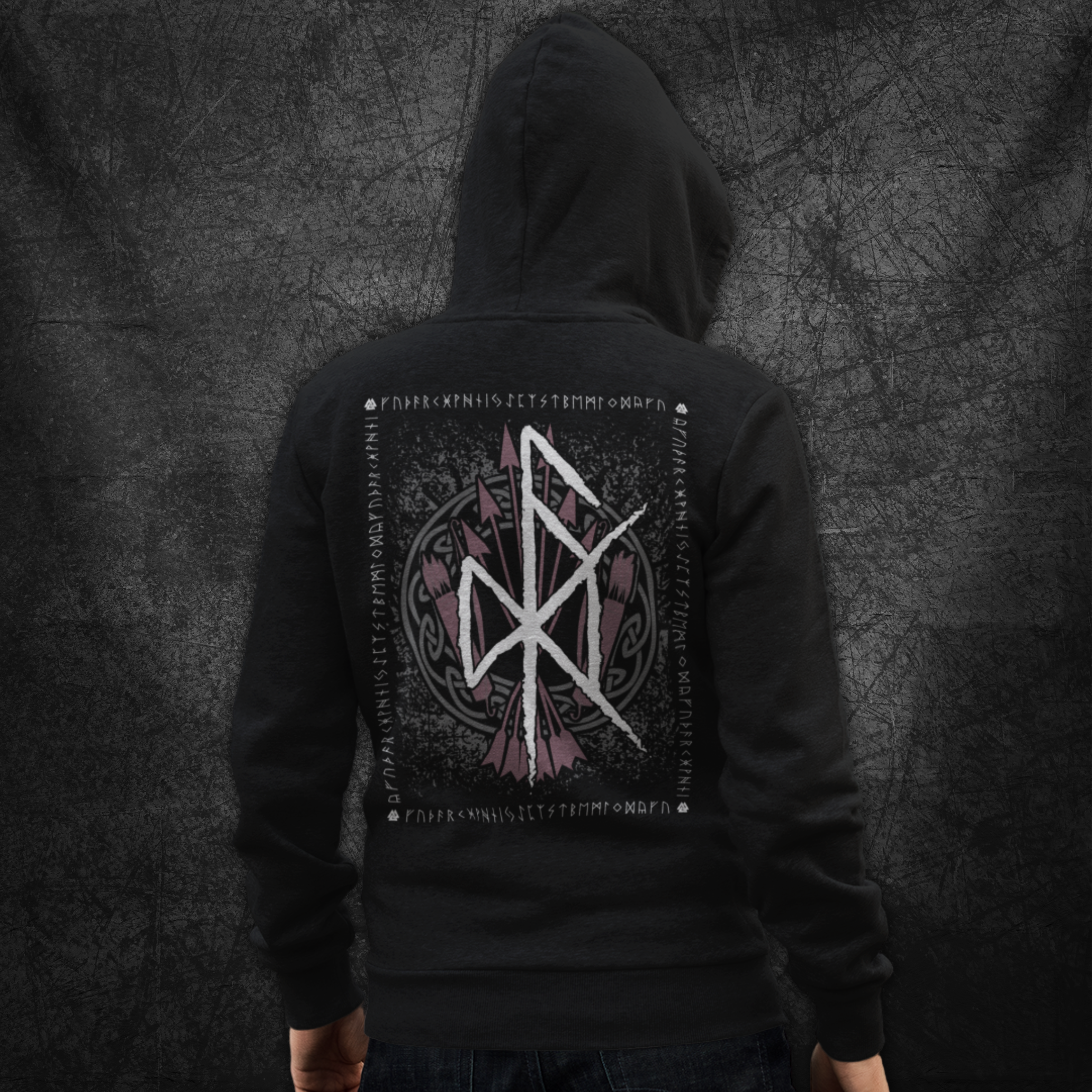 Skadi Bindrune, Unisex-Basic-Hoodie mit Reißverschluss
