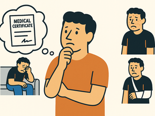 A man thinking about all the different circumstances he will require a medical certificate