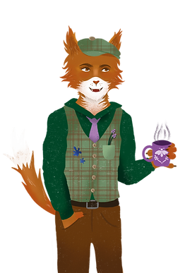 Cyrano hält eine Tasse in der Hand. 