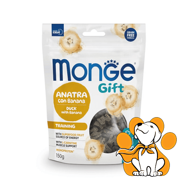 Monge Gift Training Dog Duck With Banana 150g, Poslastice Sa Pačetinom i Bananom