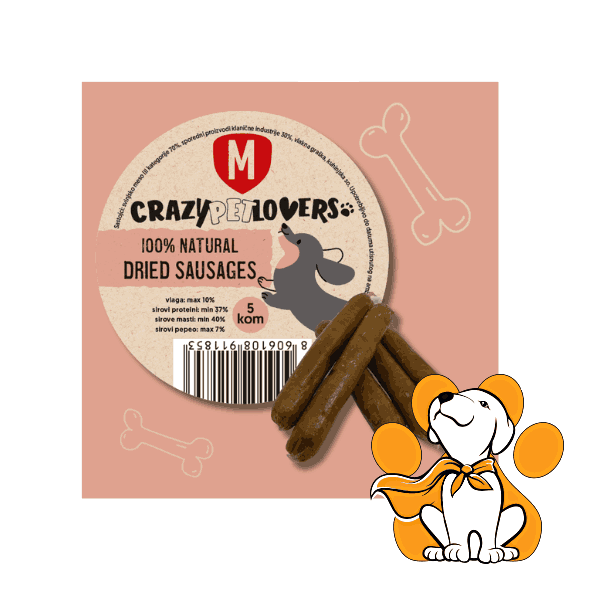 Thumbnail: Crazy Pet Lovers 100% Natural Dried Sausages 5 kom, Mesne Kobasice