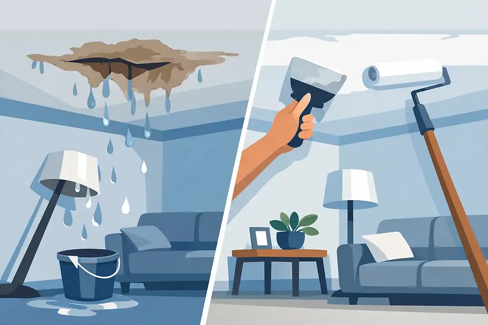 Water Damaged Ceiling Repair Example: A Proper Fix