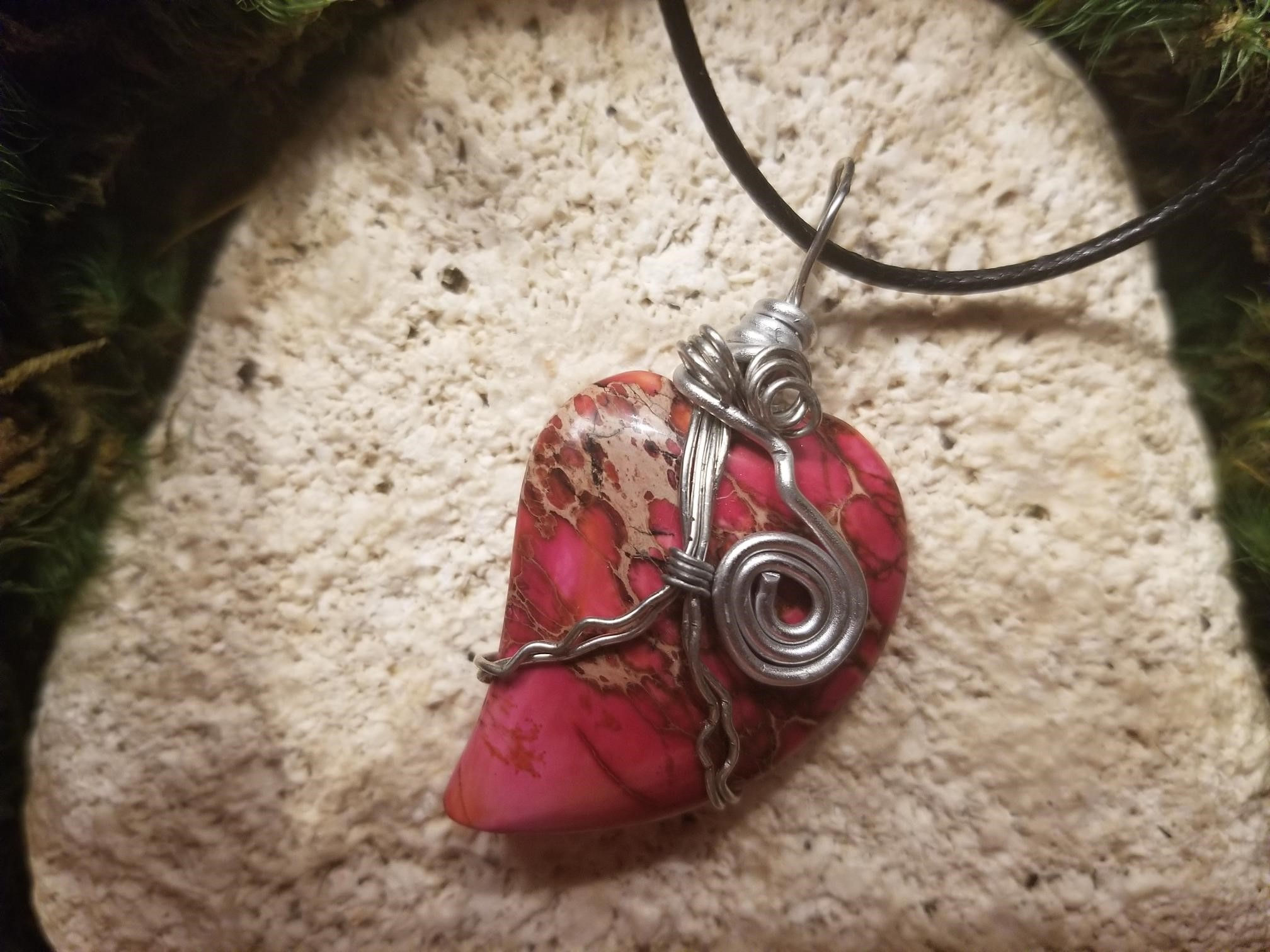 Imperial Jasper pink Heart Pendant