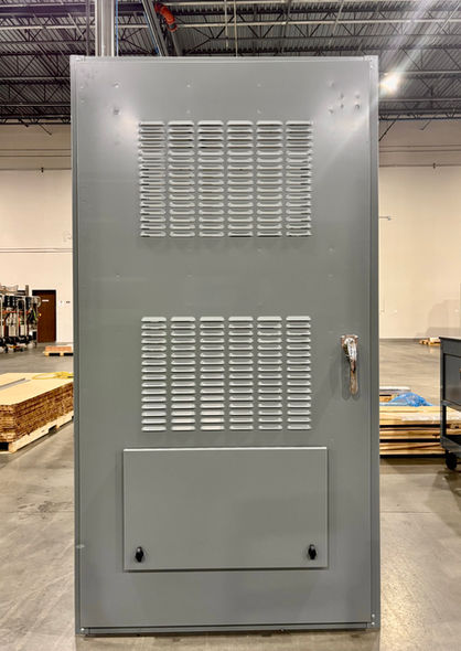Padlockable outer door with three-point latching on generator docking station