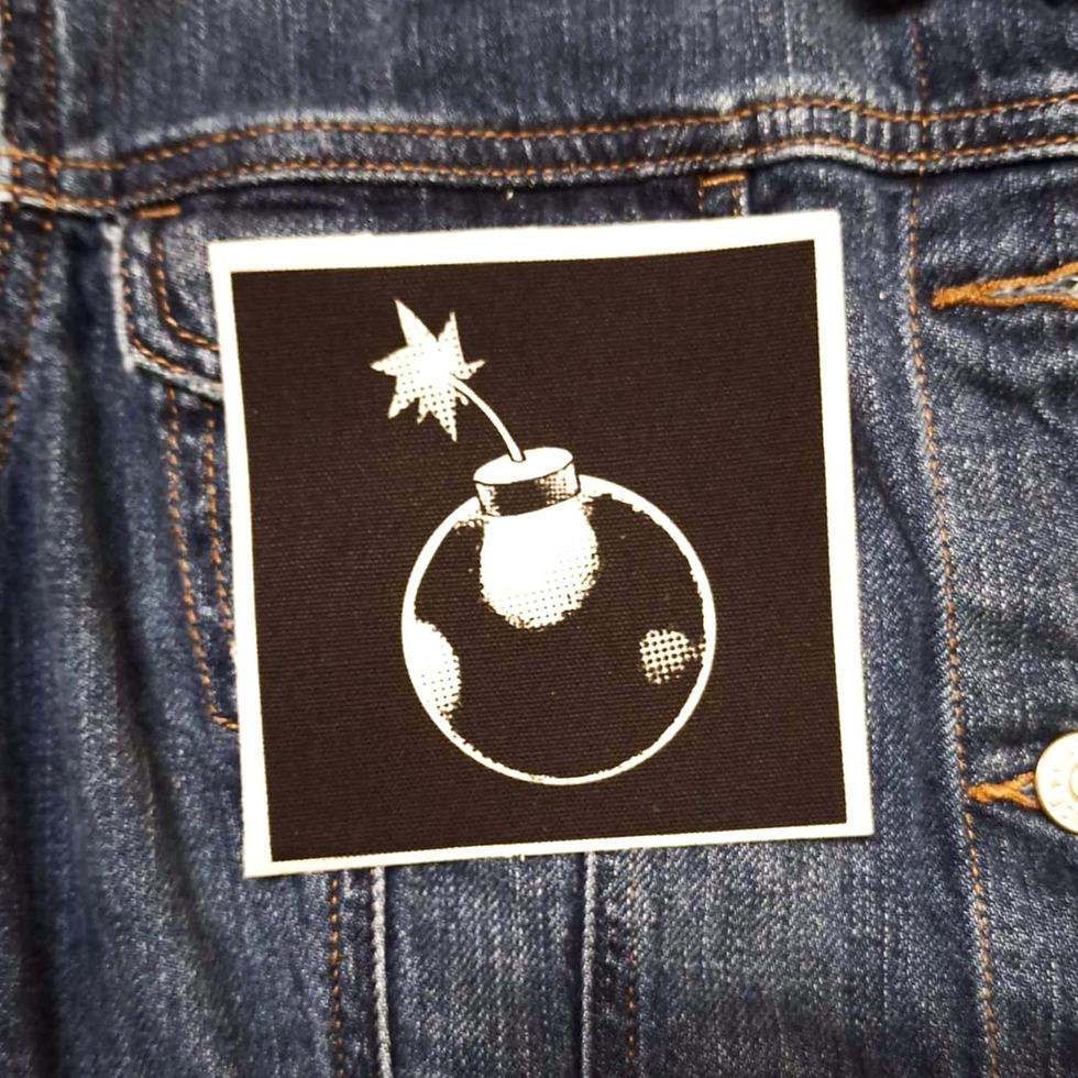 Bomb Black and white Canvas Patch