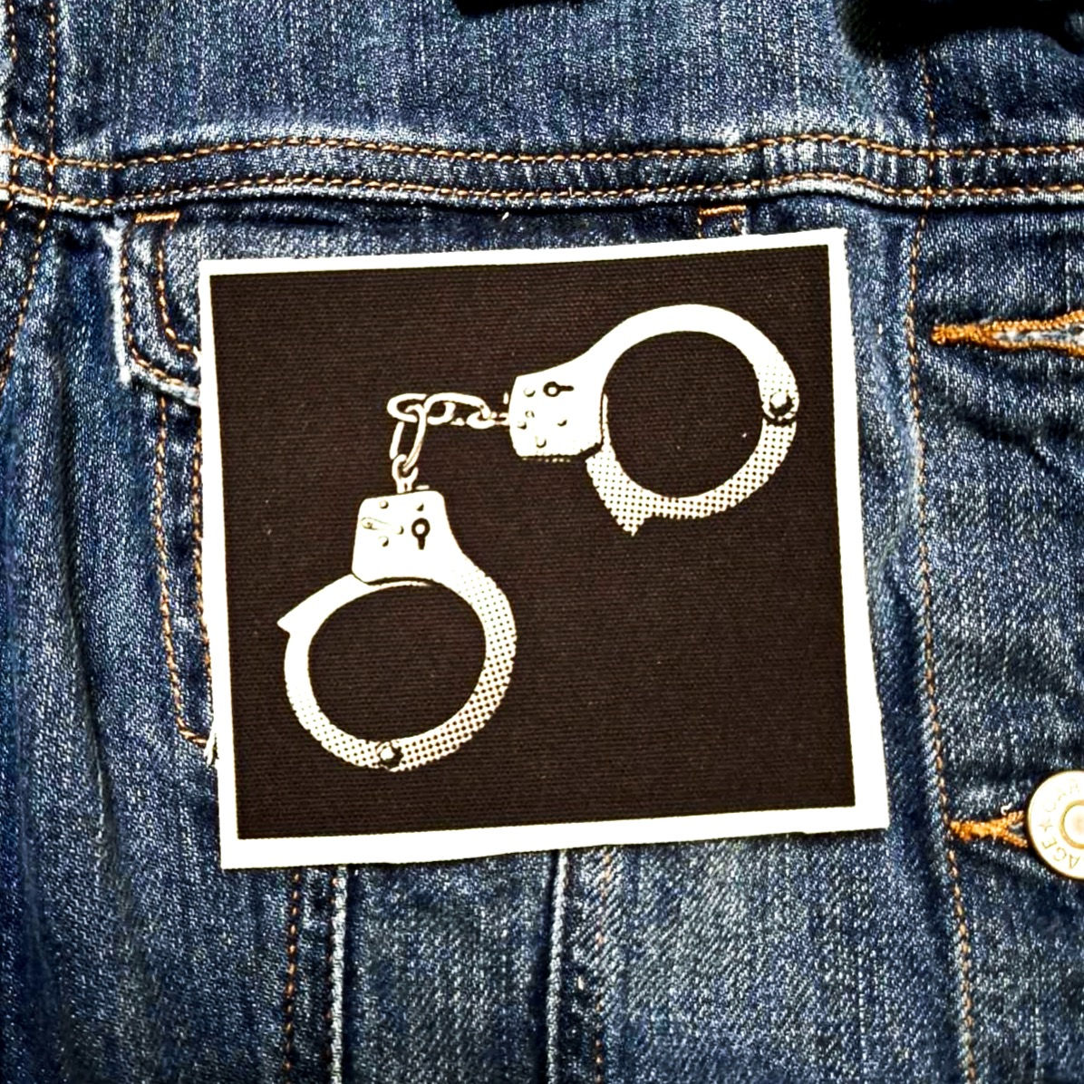 Handcuffs Black and white Canvas Patch