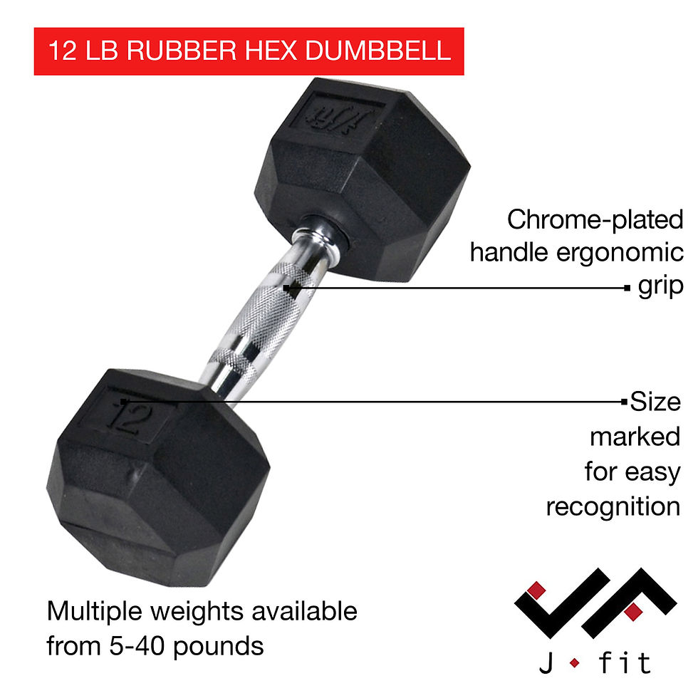 Thumbnail: Rubber Hex Dumbbells - 12 pound