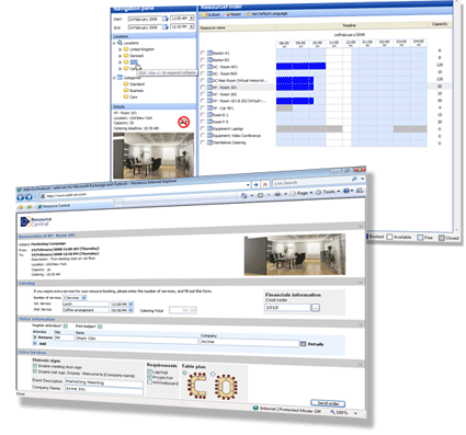 Book Meeting Rooms and Desks directly from the Oulook desktop and your mobile device. Add orders for deleivery during your reservation.