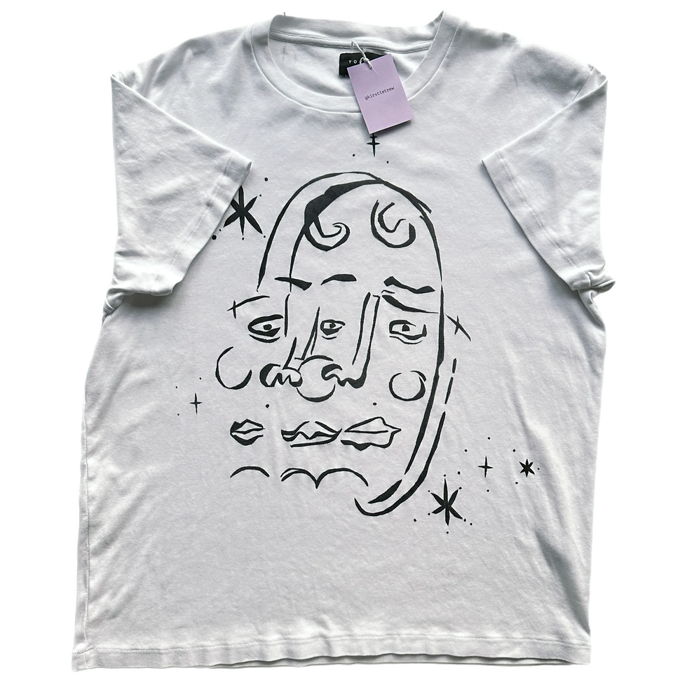 Abstract line art white t-shirt front view