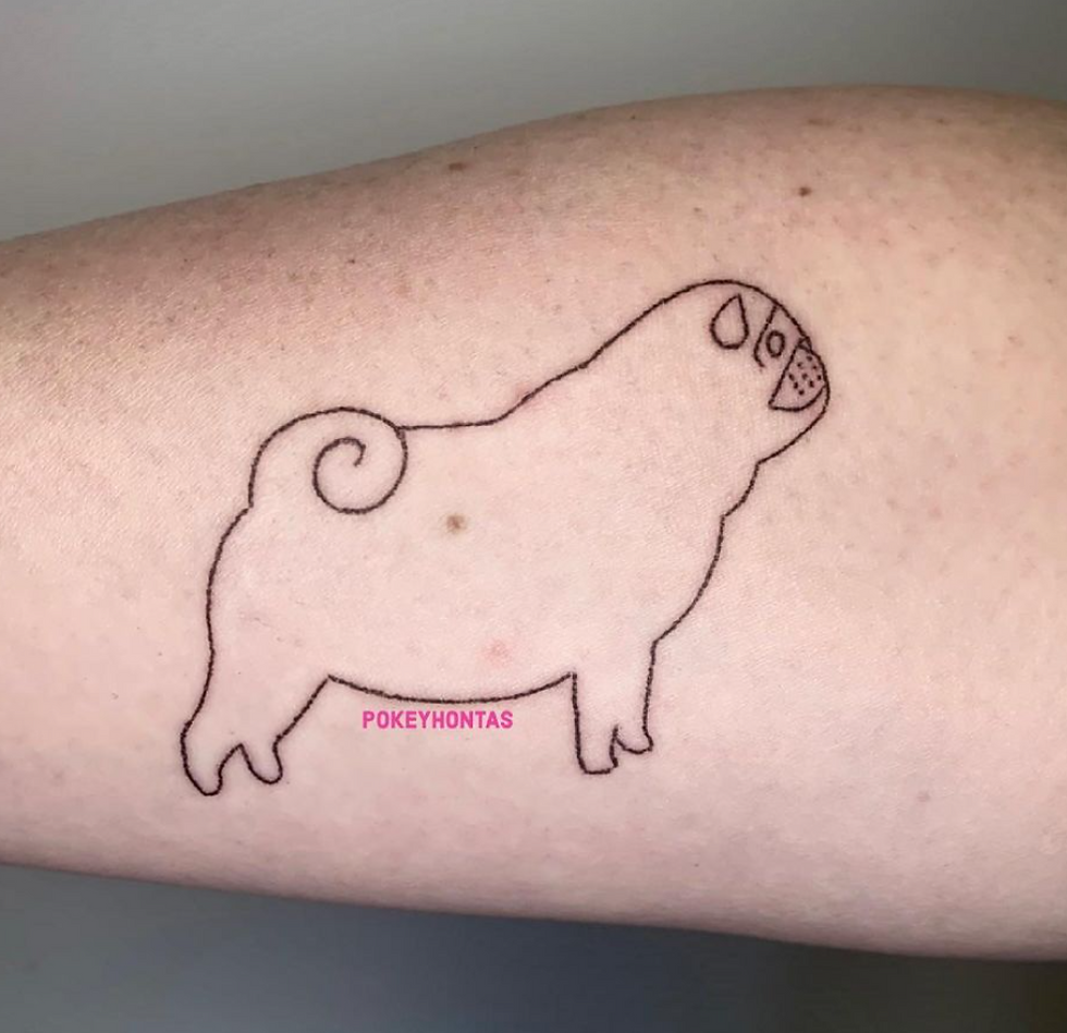 Stick and Poke Pug Tattoo by Pokeyhontas