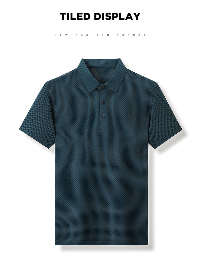 Thumbnail: Summer New Men's Lop-up Hollow Short-sleeved Polo Shirt Ice Silk Breathable Busi
