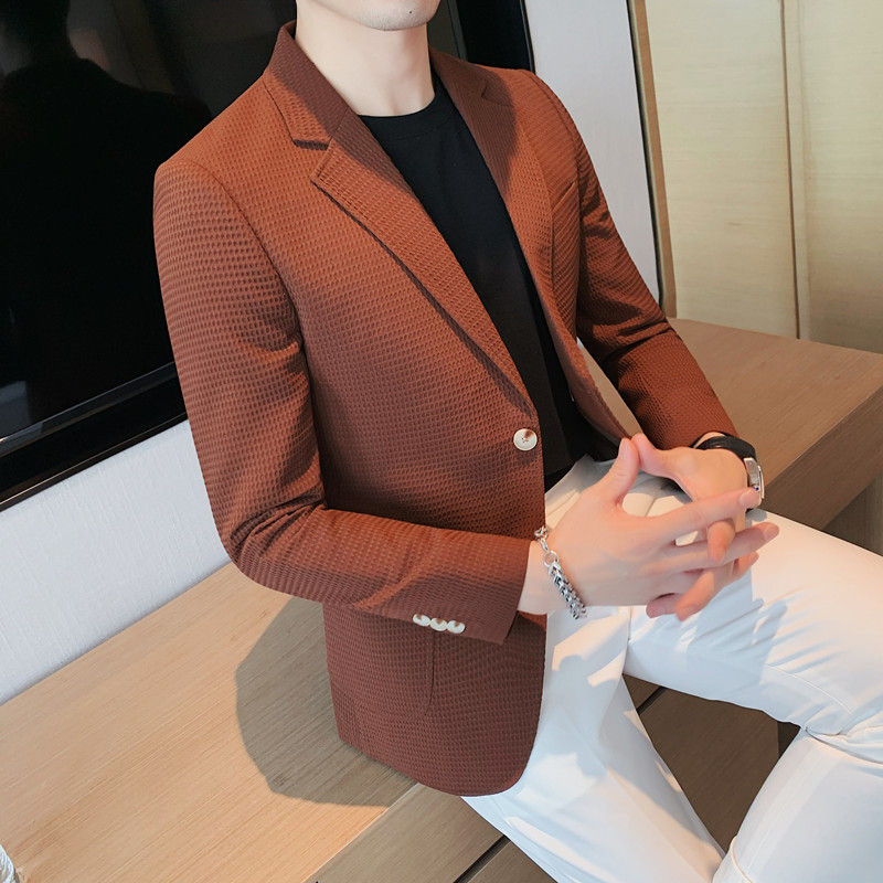 Thumbnail: Blazer Hombre Big Size Autumn Winter Waffle Blazers Jacket For Men High Quality 