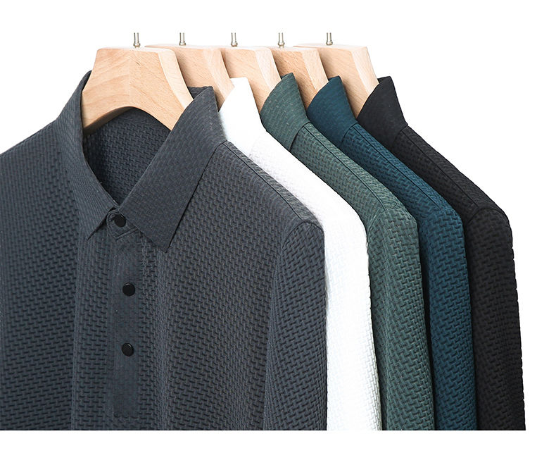 Thumbnail: Summer New Men's Lop-up Hollow Short-sleeved Polo Shirt Ice Silk Breathable Busi