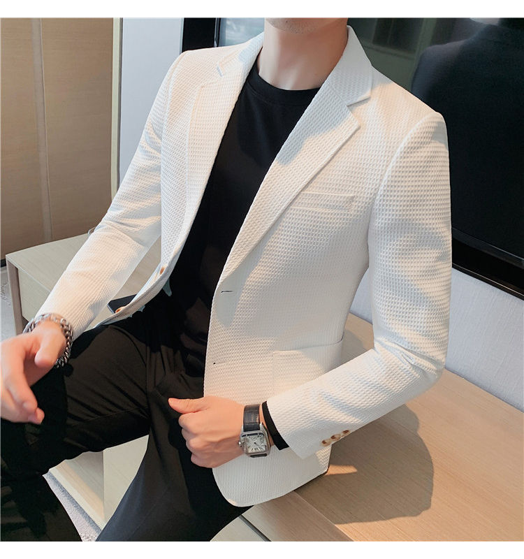 Thumbnail: Blazer Hombre Big Size Autumn Winter Waffle Blazers Jacket For Men High Quality 