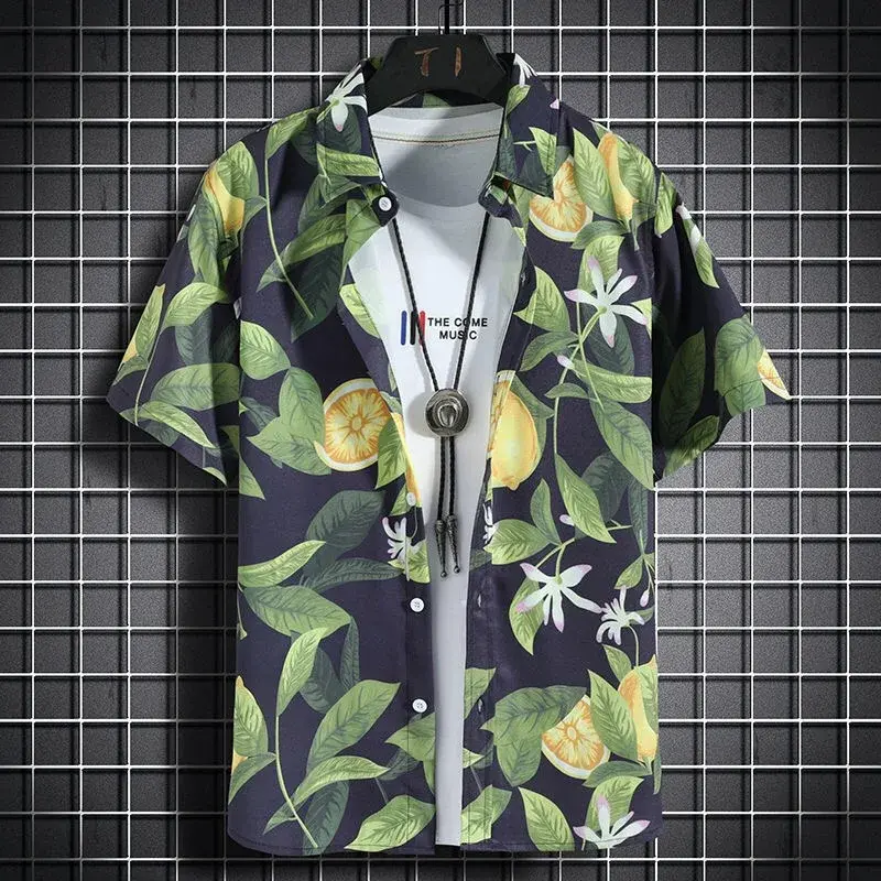 Thumbnail: Hawaiian Beach Shirts Men's Short-Sleeved Casual Shirts Seaside Vacation