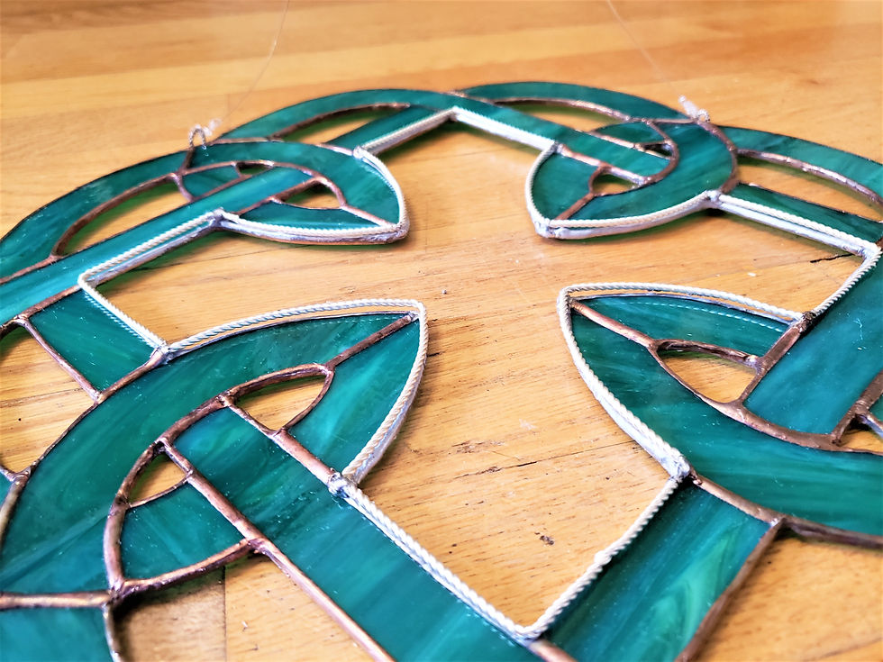 Father Celtic Knot Stained Glass Close Up