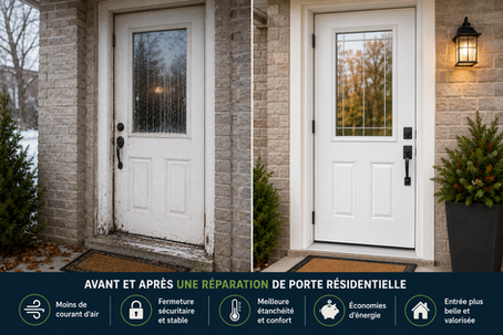 Avant et après une réparation de porte résidentiel